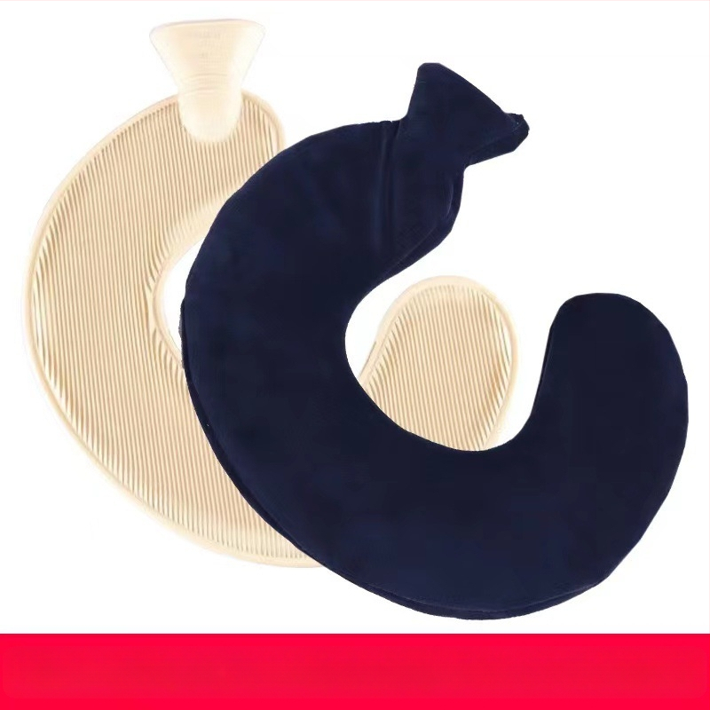 U-alakú gumiból készült forróvíz-palack a nyak számára – 450 g, vízzel töltve, kettős használat: meleg/hideg