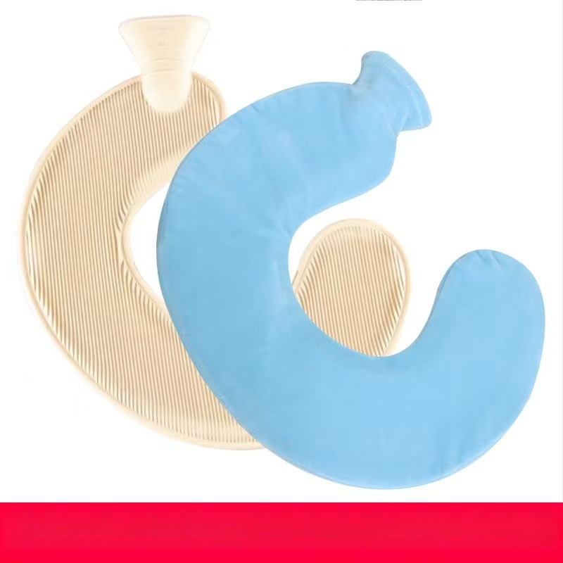 U-alakú gumiból készült forróvíz-palack a nyak számára – 450 g, vízzel töltve, kettős használat: meleg/hideg