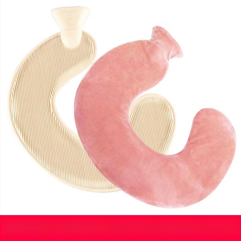 U-alakú gumiból készült forróvíz-palack a nyak számára – 450 g, vízzel töltve, kettős használat: meleg/hideg