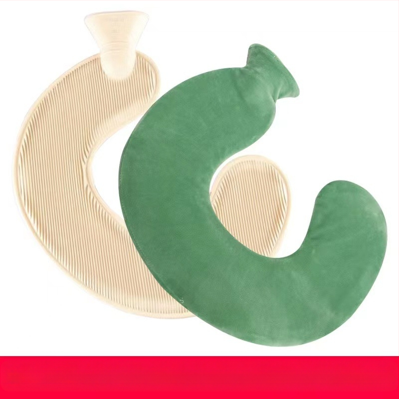 U-alakú gumiból készült forróvíz-palack a nyak számára – 450 g, vízzel töltve, kettős használat: meleg/hideg