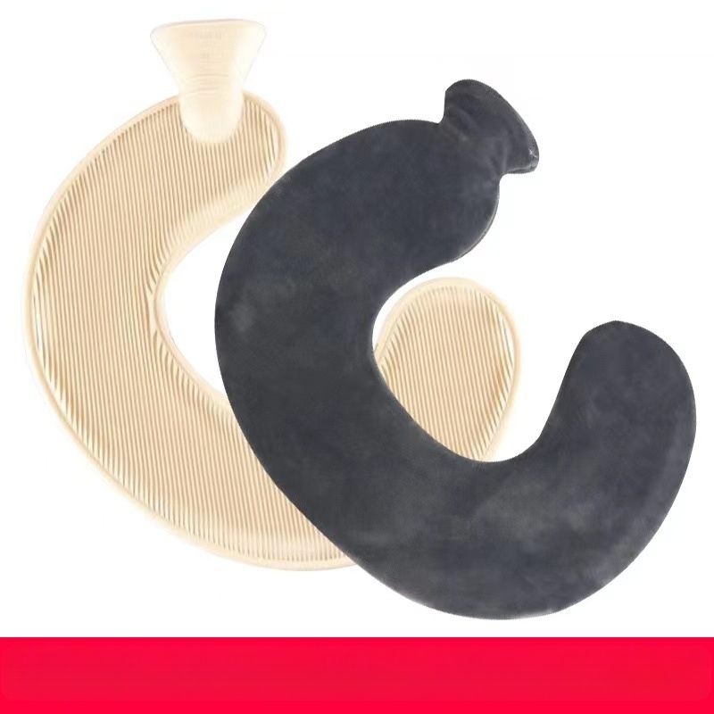 U-alakú gumiból készült forróvíz-palack a nyak számára – 450 g, vízzel töltve, kettős használat: meleg/hideg