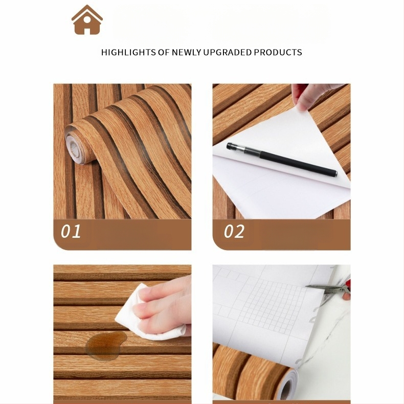 Sienas apdare ar koka tekstūru – PVC, ūdensizturīga, pret pelējumu un traipu izturīga, pašlīmējoša, premium dekors