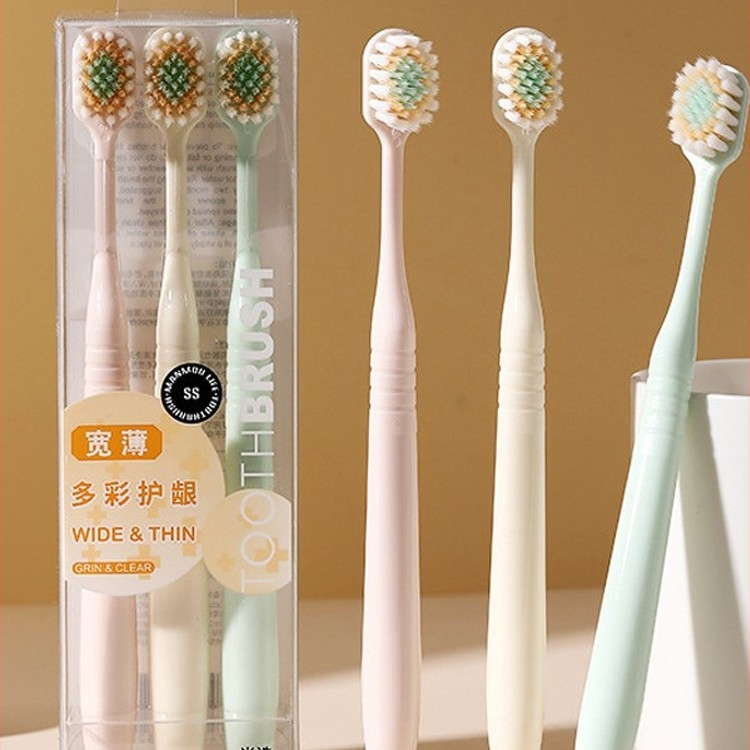 Зъбна четка с широка глава и меки четинки (ръчна, за възрастни, многоразова)