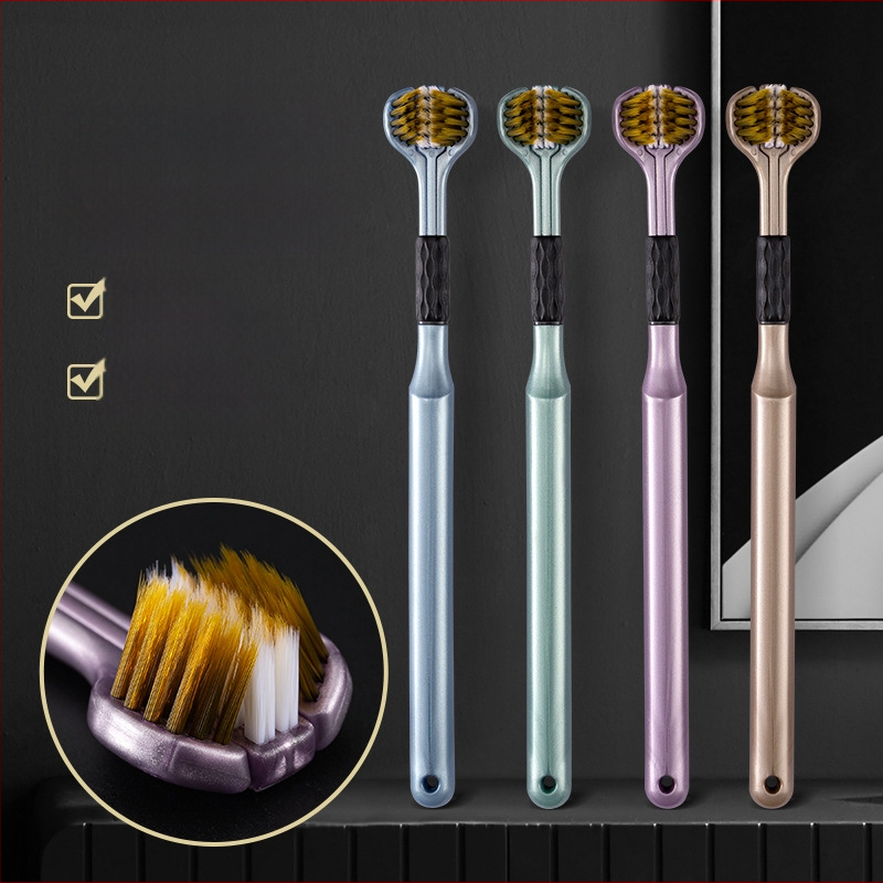 Beiyano U-образна четка за зъби с три страни и меки влакна, комплект от 4 бр., модел 009, за възрастни