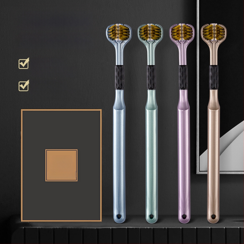 Beiyano U-образна четка за зъби с три страни и меки влакна, комплект от 4 бр., модел 009, за възрастни