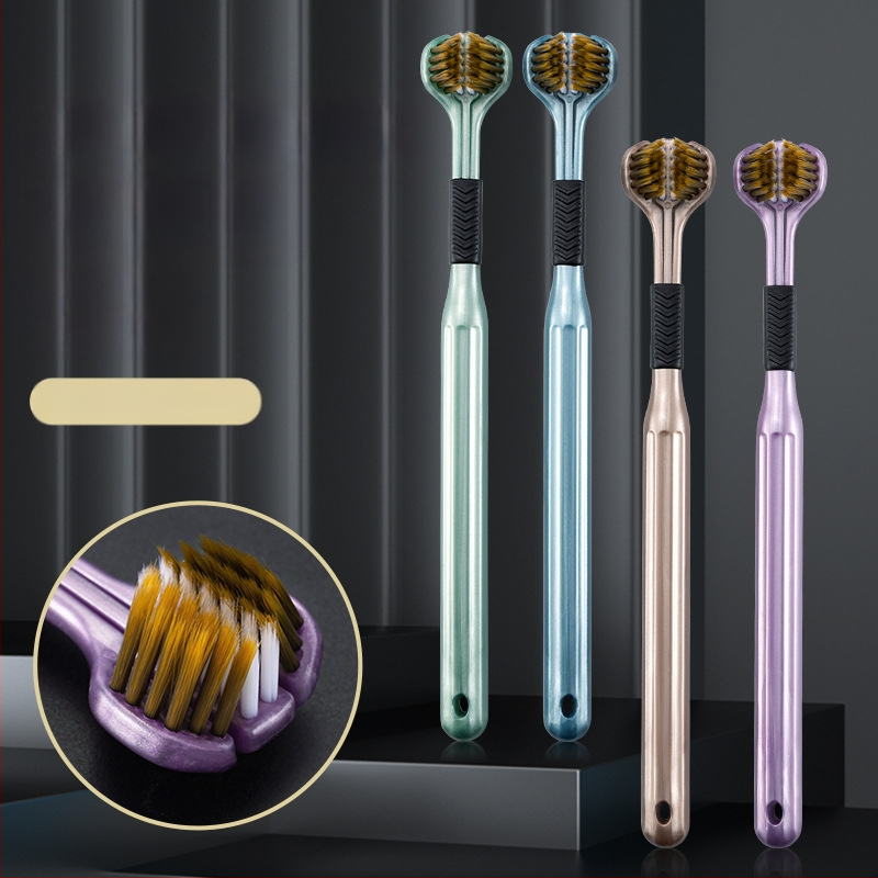 Beiyano U-образна четка за зъби с три страни и меки влакна, комплект от 4 бр., модел 009, за възрастни