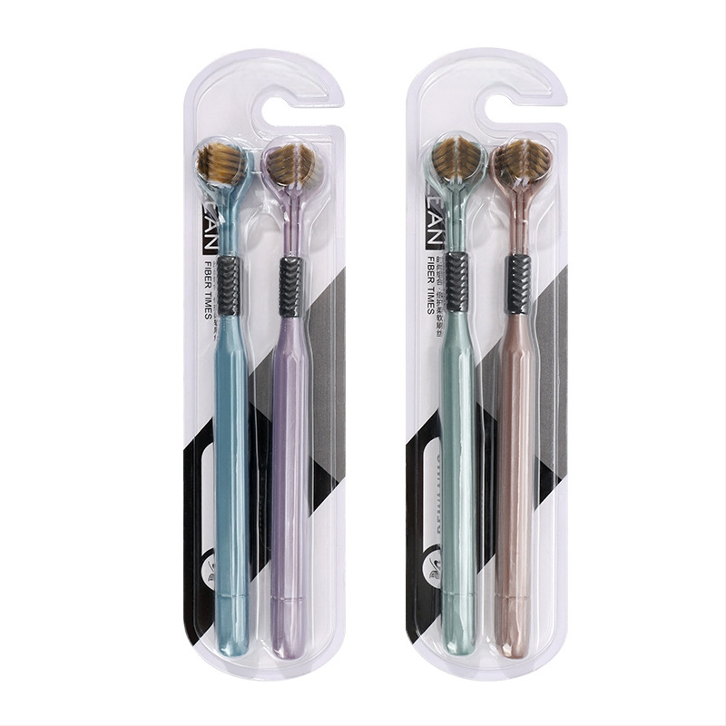 Beiyano U-образна четка за зъби с три страни и меки влакна, комплект от 4 бр., модел 009, за възрастни