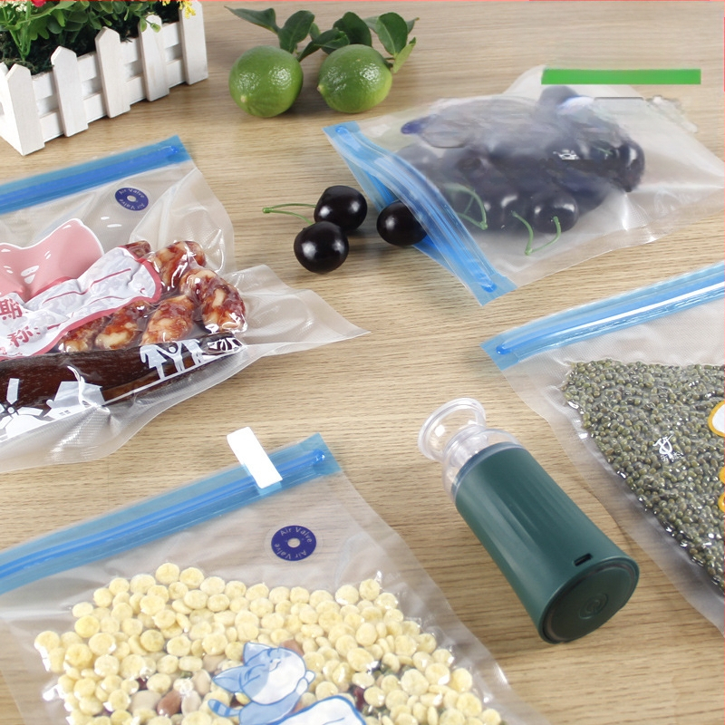 Вакуумна торба с въздушен клапан и цип – хранително качество, многократна употреба, самозатваряща, компресионна вакуум опаковка