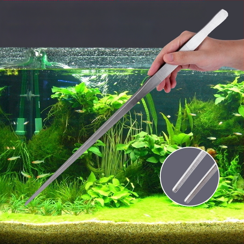 Instrumente pentru amenajare acvariu din oțel inoxidabil: pense din oțel, clemă de hrănire prelungită și foarfecă pentru plante acvatice