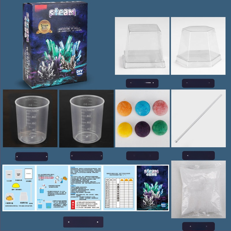 Kristalų auginimo rinkinys vaikams – įdomus mokslinis žaislas, DIY, kristalai, kurie auga patys, dovana, įpakavimas: popierinė dėžutė, nuo 14 metų