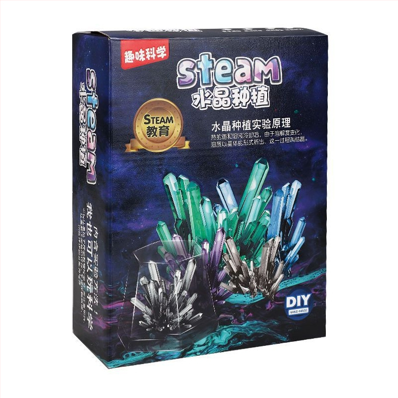Kristalų auginimo rinkinys vaikams – įdomus mokslinis žaislas, DIY, kristalai, kurie auga patys, dovana, įpakavimas: popierinė dėžutė, nuo 14 metų