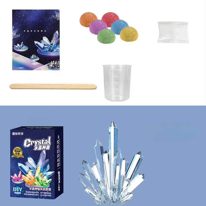 Kristalų auginimo rinkinys vaikams – įdomus mokslinis žaislas, DIY, kristalai, kurie auga patys, dovana, įpakavimas: popierinė dėžutė, nuo 14 metų