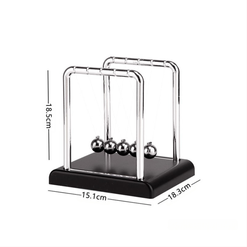 Newton bölcső dekor, fém, elektroplakált felület, kézzel készített, asztali dekoráció