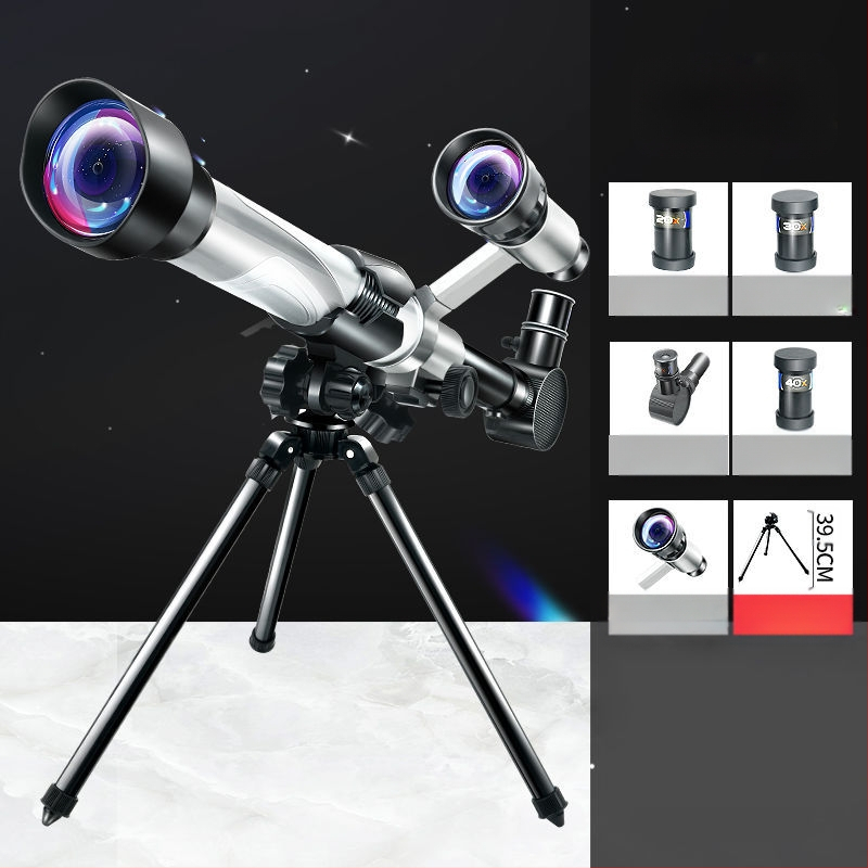 Vaikų įžanginis aukštos raiškos astronominis teleskopas žvaigždžių stebėjimo moksliniam komplektui, 7–14 metų, daugiafunkcis, be elektros