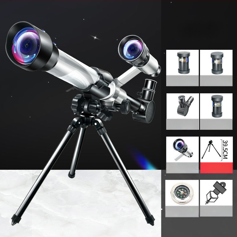 Vaikų įžanginis aukštos raiškos astronominis teleskopas žvaigždžių stebėjimo moksliniam komplektui, 7–14 metų, daugiafunkcis, be elektros