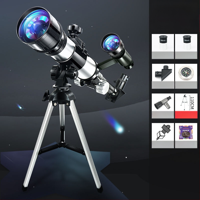 Vaikų įžanginis aukštos raiškos astronominis teleskopas žvaigždžių stebėjimo moksliniam komplektui, 7–14 metų, daugiafunkcis, be elektros