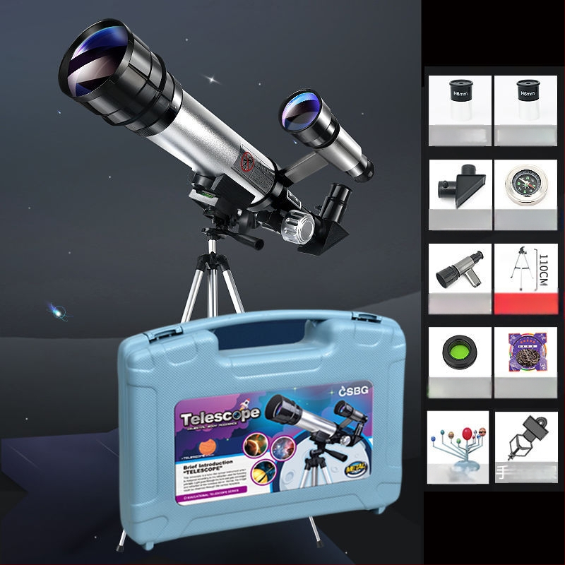 Vaikų įžanginis aukštos raiškos astronominis teleskopas žvaigždžių stebėjimo moksliniam komplektui, 7–14 metų, daugiafunkcis, be elektros
