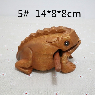 Figurină decorativă din lemn: broscă, sculptură manuală, lemn masiv, gravură, jucărie sonoră