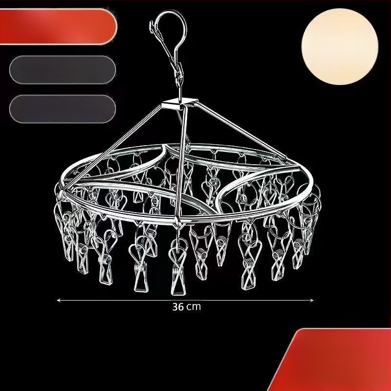Nerūdijančio plieno drabužių džiovyklė su 3 klipais, kelių eilių kabliukai, šiuolaikiškas minimalistinis dizainas, apkrova iki 5 kg