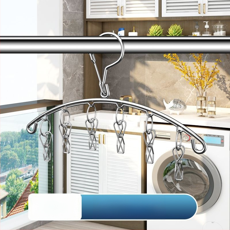 Nerūdijančio plieno drabužių džiovyklė su 3 klipais, kelių eilių kabliukai, šiuolaikiškas minimalistinis dizainas, apkrova iki 5 kg