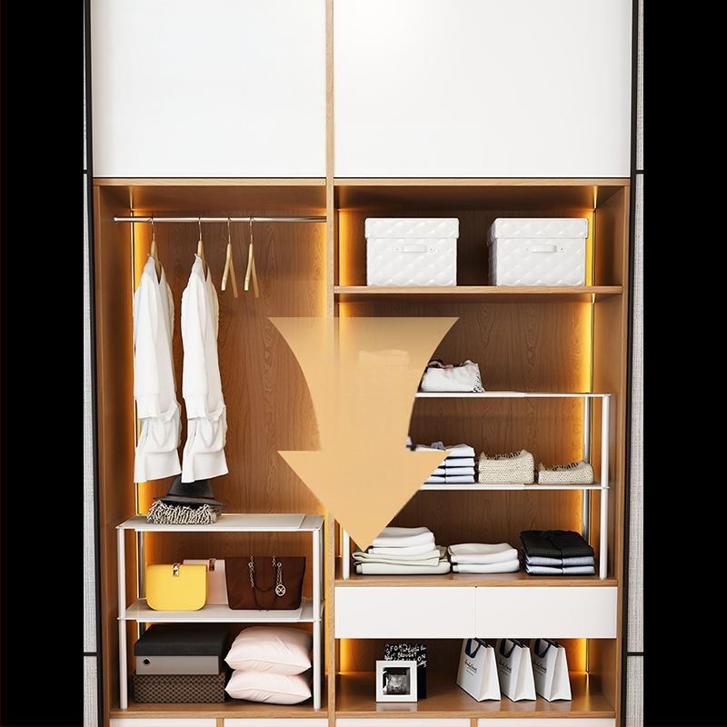 Kinyúló szekrény két polccal ruhatároláshoz – szénacél, egyszerű modern stílus, padlóra szerelés