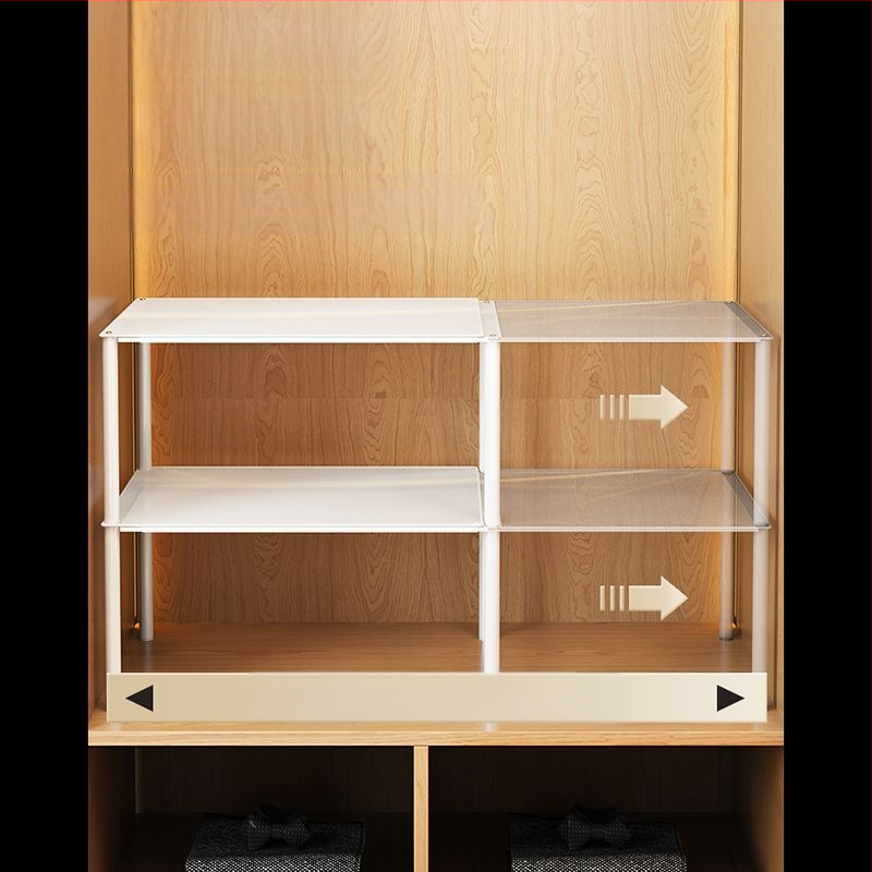 Kinyúló szekrény két polccal ruhatároláshoz – szénacél, egyszerű modern stílus, padlóra szerelés