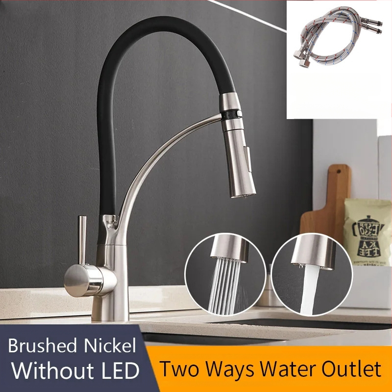 Kuchynský miešací kohút na horúcu a studenú vodu, meď, brúsený povrch, keramický diskový ventil, zvislá inštalácia, model 7664, WANFAN