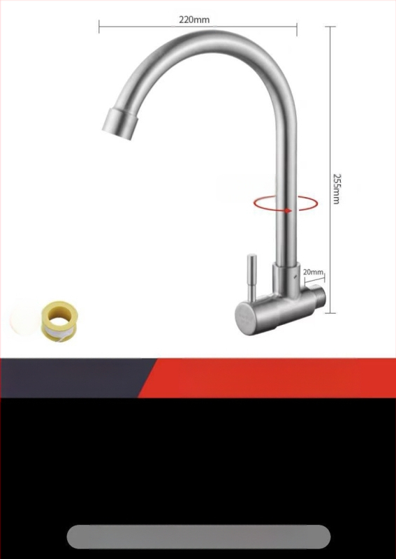 Kuchynský stenový miešací kohút na drezu, nerezová oceľ, brúsený povrch, keramické jadro ventilu, Skoni model 01