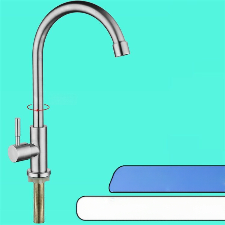 Kuchynský stenový miešací kohút na drezu, nerezová oceľ, brúsený povrch, keramické jadro ventilu, Skoni model 01