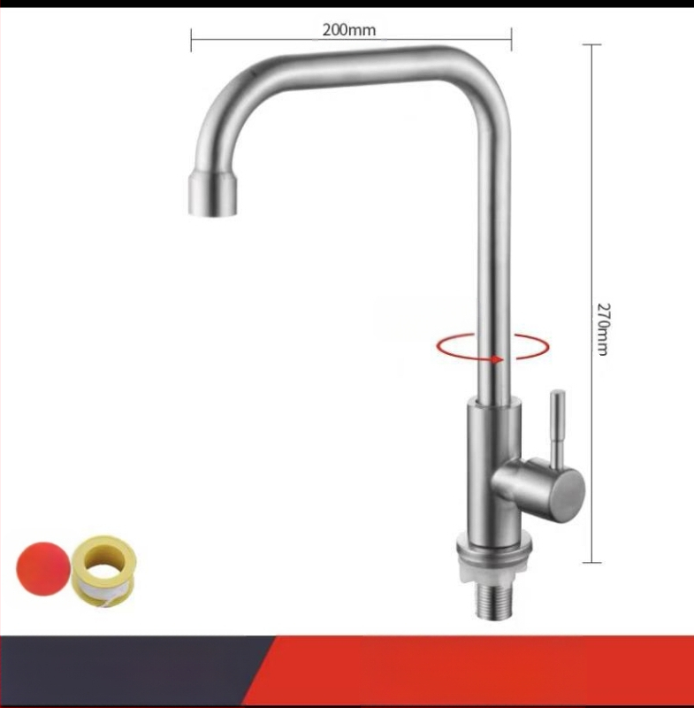 Kuchynský stenový miešací kohút na drezu, nerezová oceľ, brúsený povrch, keramické jadro ventilu, Skoni model 01