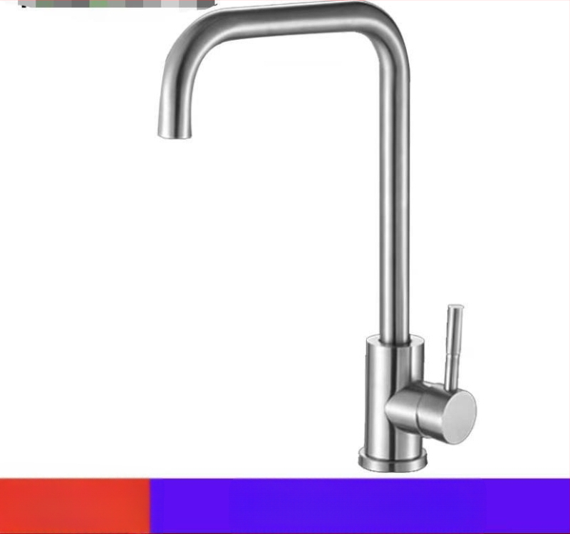 Kuchynský stenový miešací kohút na drezu, nerezová oceľ, brúsený povrch, keramické jadro ventilu, Skoni model 01