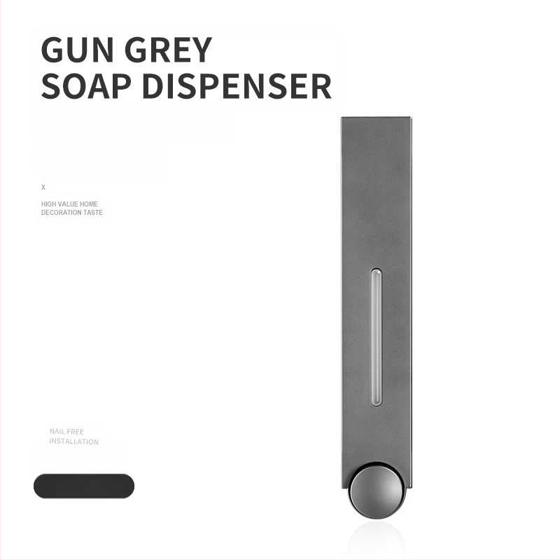 Стенно монтиран дозатор за сапун с ръчно натискане, ABS, инжекционно формован, модерен минималистичен дизайн.