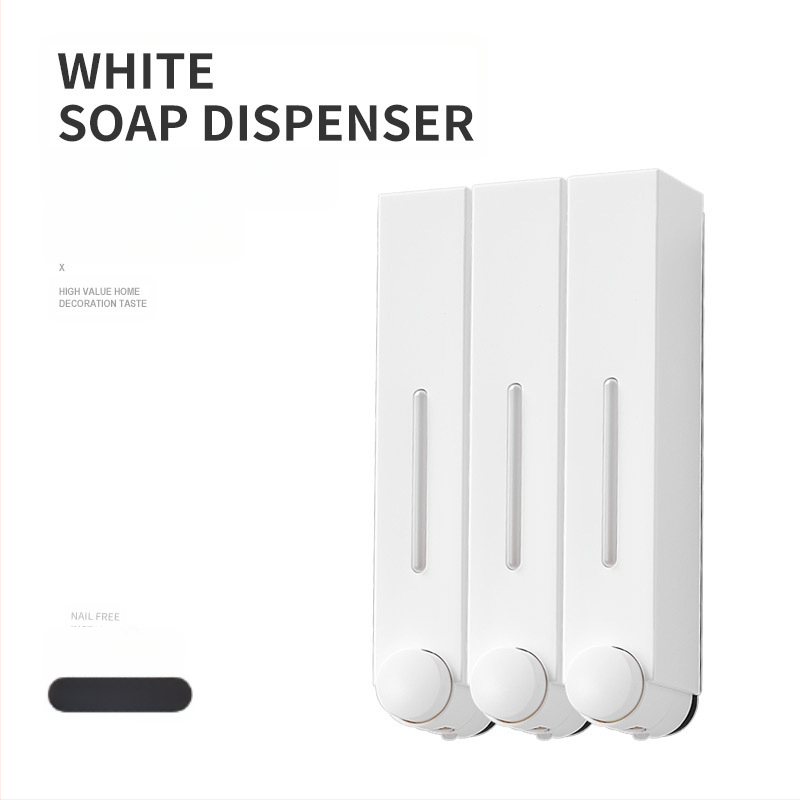 Стенно монтиран дозатор за сапун с ръчно натискане, ABS, инжекционно формован, модерен минималистичен дизайн.