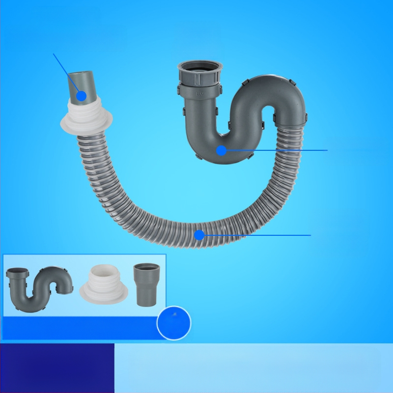 Αποχέτευση νεροχύτη μονής δεξαμενής με επέκταση σωλήνα και αντιμυρωτικός σωλήνας (Μονή νεροχύτης; Επέκταση σωλήνα; Αντιμυρωτικός σωλήνας)