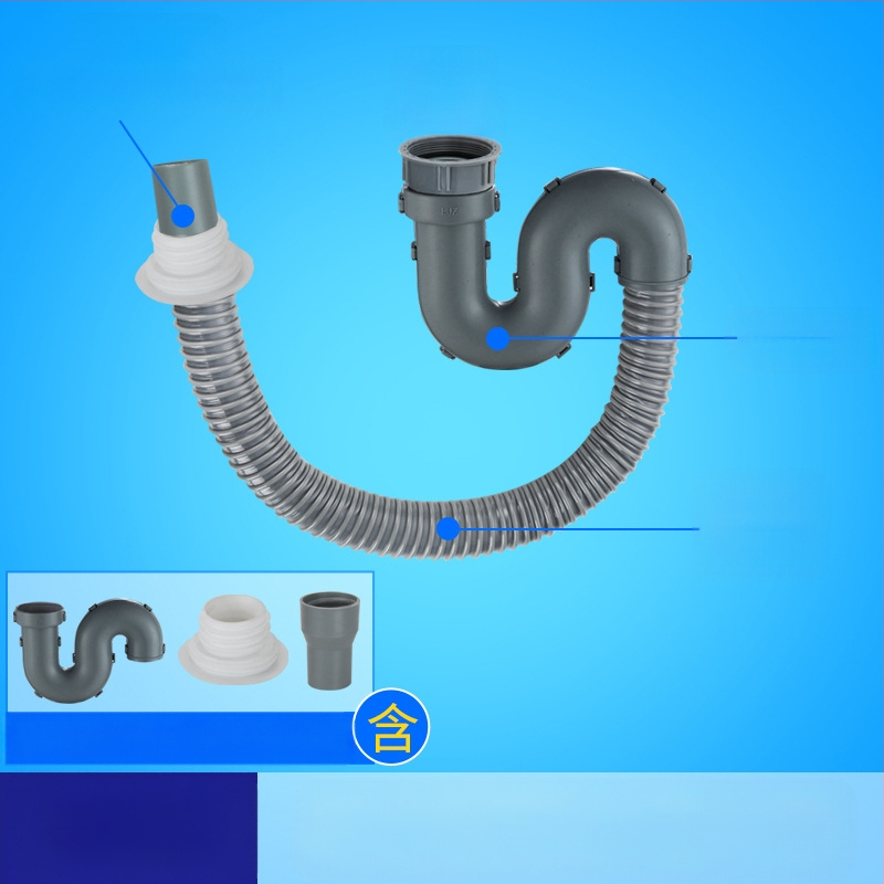 Αποχέτευση νεροχύτη μονής δεξαμενής με επέκταση σωλήνα και αντιμυρωτικός σωλήνας (Μονή νεροχύτης; Επέκταση σωλήνα; Αντιμυρωτικός σωλήνας)