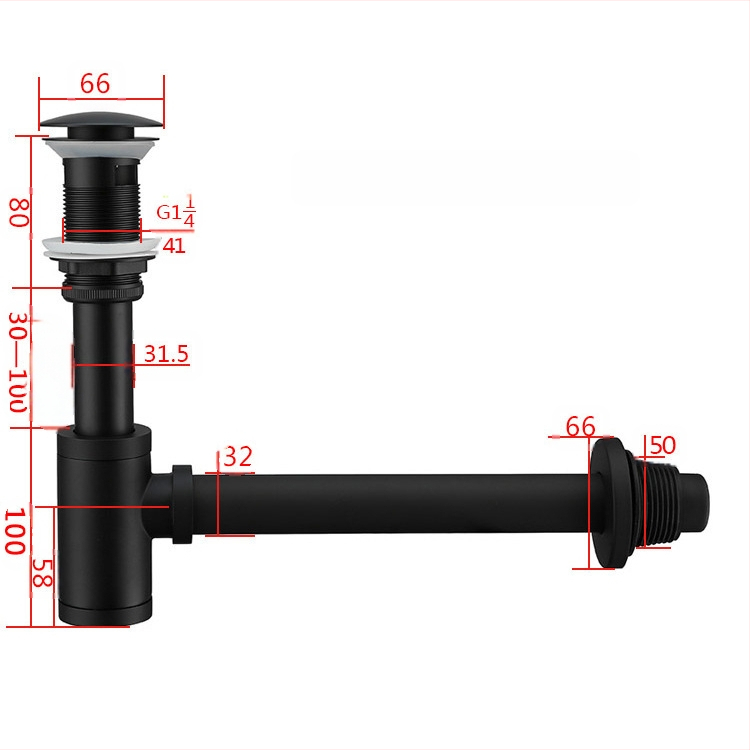 Αποχέτευση νεροχύτη από χαλκό, τοποθετούμενη στον τοίχο, με προστασία από οσμές (Μοντέλο: Water drain; Μάρκα: Goldsmiths; Στυλ: Light Luxury)