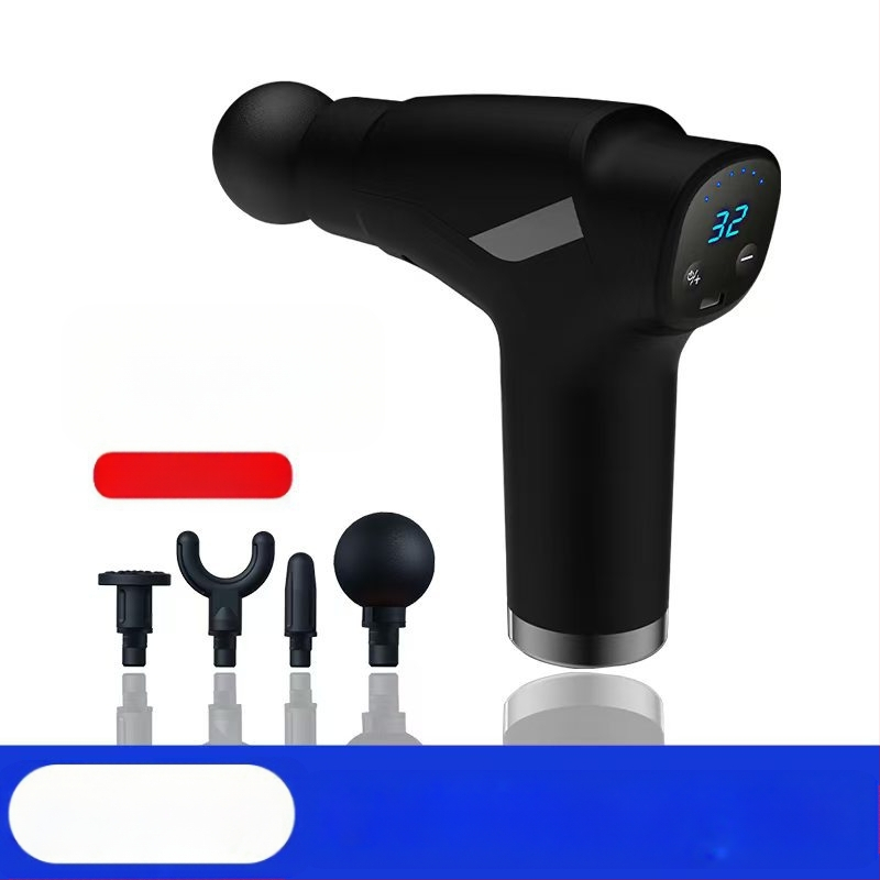 Mini fascijos masažinis įrankis su šepetėliu motoru; 4 masažinės galvutės; įmontuota baterija 1200–2000 mAh; LCD ekranas; 5+ greičio lygiai; itin tyliai (<36 dB)