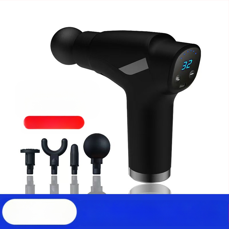 Mini fascijos masažinis įrankis su šepetėliu motoru; 4 masažinės galvutės; įmontuota baterija 1200–2000 mAh; LCD ekranas; 5+ greičio lygiai; itin tyliai (<36 dB)