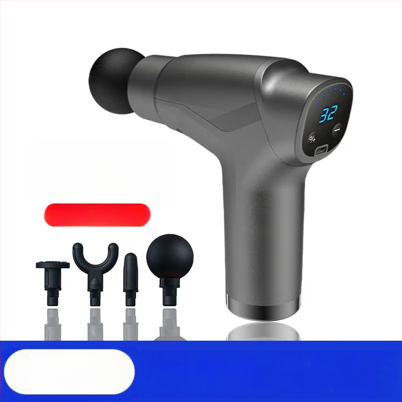 Mini fascijos masažinis įrankis su šepetėliu motoru; 4 masažinės galvutės; įmontuota baterija 1200–2000 mAh; LCD ekranas; 5+ greičio lygiai; itin tyliai (<36 dB)