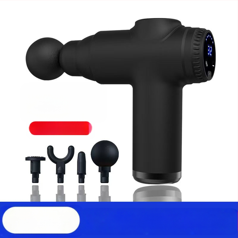 Mini fascijos masažinis įrankis su šepetėliu motoru; 4 masažinės galvutės; įmontuota baterija 1200–2000 mAh; LCD ekranas; 5+ greičio lygiai; itin tyliai (<36 dB)