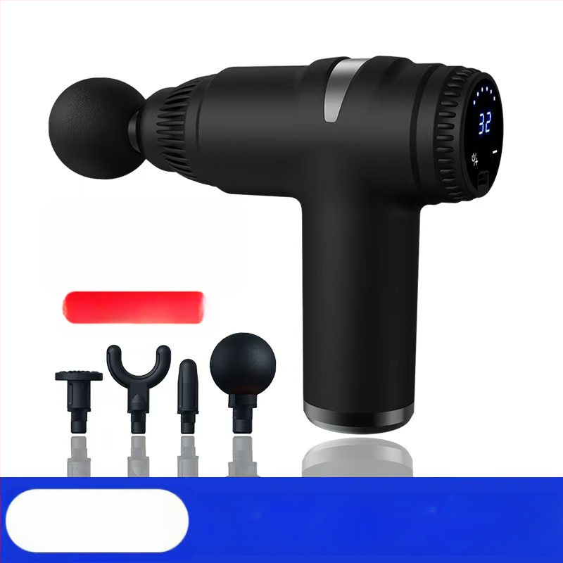 Mini fascijos masažinis įrankis su šepetėliu motoru; 4 masažinės galvutės; įmontuota baterija 1200–2000 mAh; LCD ekranas; 5+ greičio lygiai; itin tyliai (<36 dB)