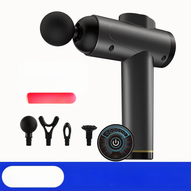 Mini fascijos masažinis įrankis su šepetėliu motoru; 4 masažinės galvutės; įmontuota baterija 1200–2000 mAh; LCD ekranas; 5+ greičio lygiai; itin tyliai (<36 dB)