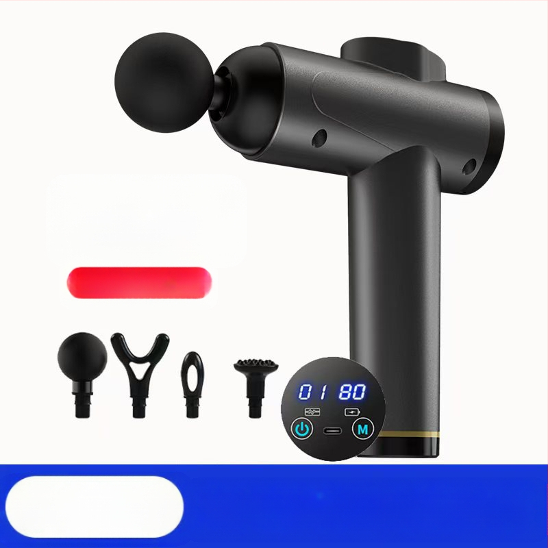 Mini fascijos masažinis įrankis su šepetėliu motoru; 4 masažinės galvutės; įmontuota baterija 1200–2000 mAh; LCD ekranas; 5+ greičio lygiai; itin tyliai (<36 dB)