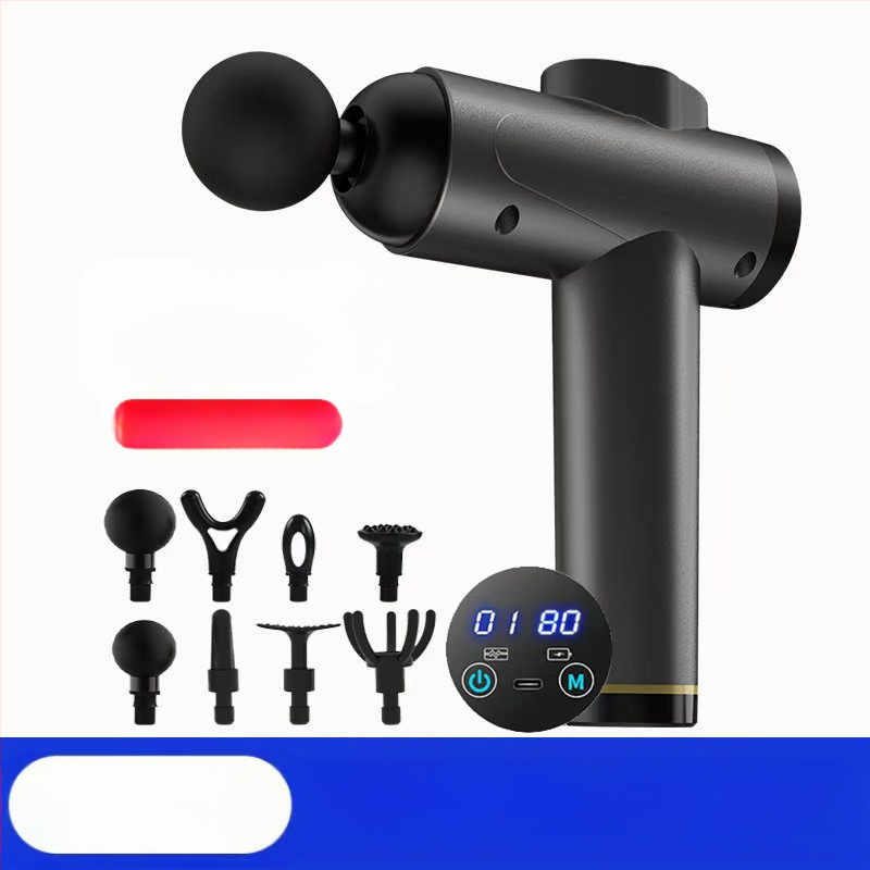 Mini fascijos masažinis įrankis su šepetėliu motoru; 4 masažinės galvutės; įmontuota baterija 1200–2000 mAh; LCD ekranas; 5+ greičio lygiai; itin tyliai (<36 dB)