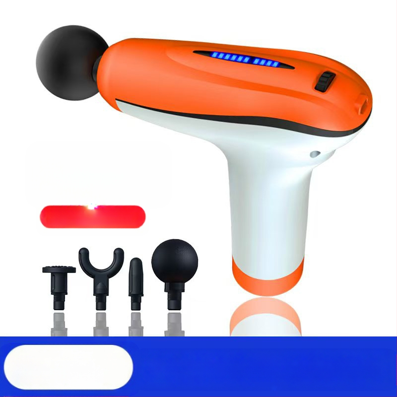 Mini fascijos masažinis įrankis su šepetėliu motoru; 4 masažinės galvutės; įmontuota baterija 1200–2000 mAh; LCD ekranas; 5+ greičio lygiai; itin tyliai (<36 dB)