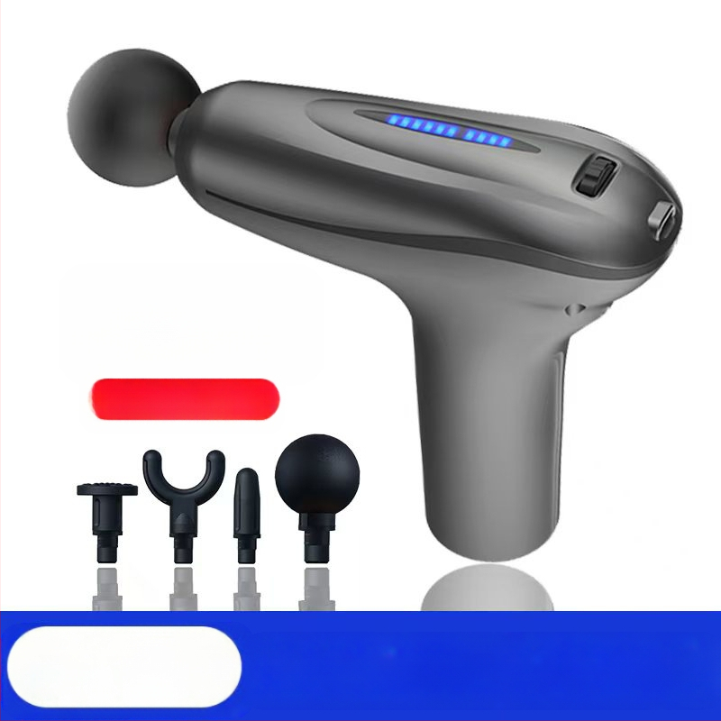 Mini fascijos masažinis įrankis su šepetėliu motoru; 4 masažinės galvutės; įmontuota baterija 1200–2000 mAh; LCD ekranas; 5+ greičio lygiai; itin tyliai (<36 dB)