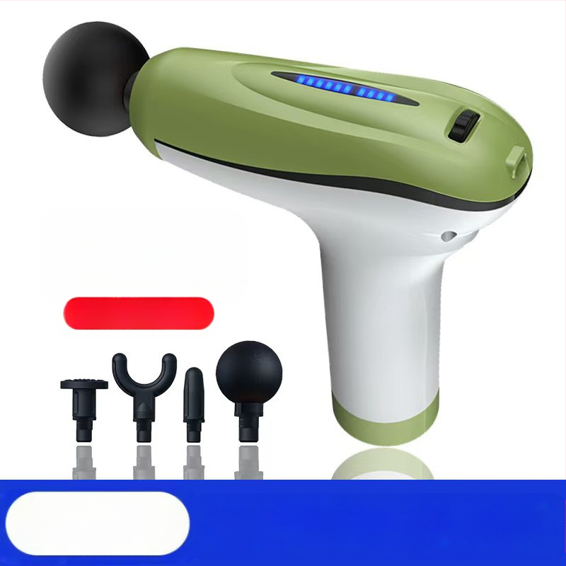 Mini fascijos masažinis įrankis su šepetėliu motoru; 4 masažinės galvutės; įmontuota baterija 1200–2000 mAh; LCD ekranas; 5+ greičio lygiai; itin tyliai (<36 dB)