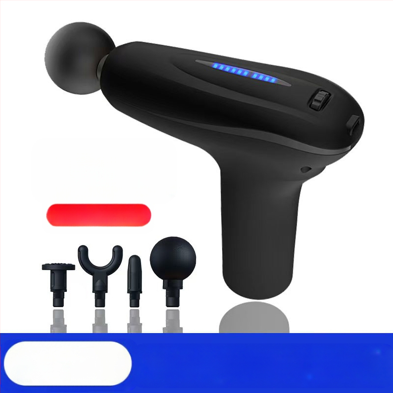 Mini fascijos masažinis įrankis su šepetėliu motoru; 4 masažinės galvutės; įmontuota baterija 1200–2000 mAh; LCD ekranas; 5+ greičio lygiai; itin tyliai (<36 dB)