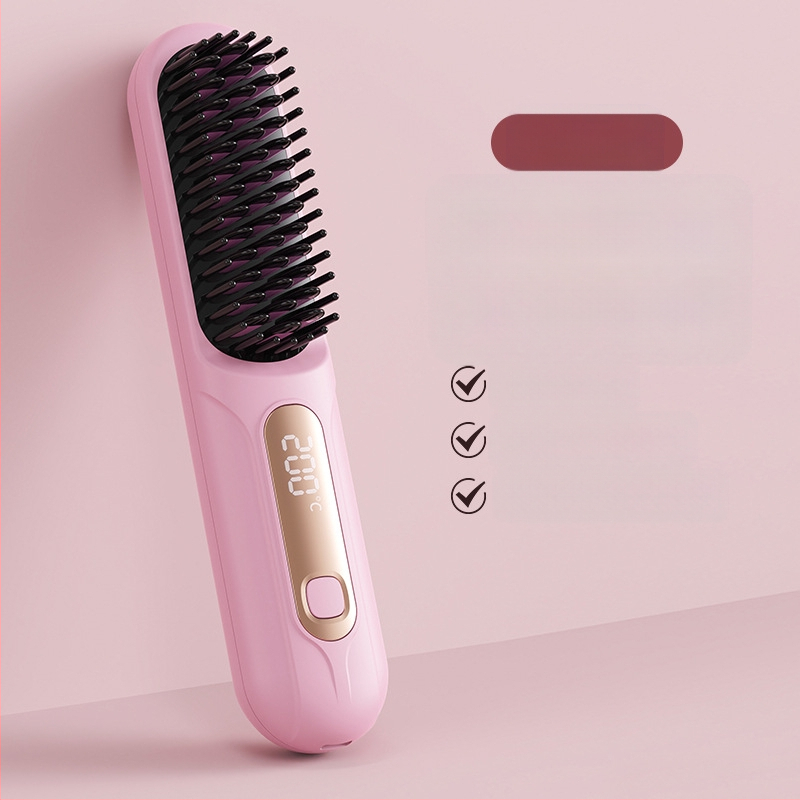 Bežični češanj za ravnanje i kovrčanje kose s negativnim ionima, keramička grijaća ploča 31 mm+, 4 razine kontrole temperature