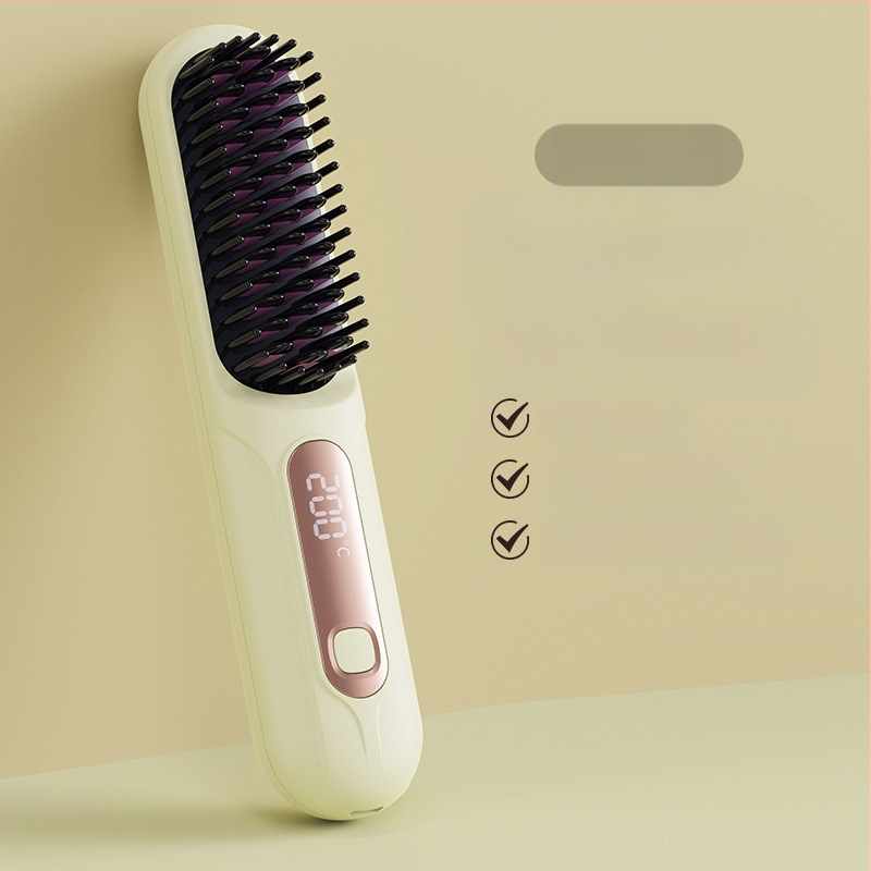 Bežični češanj za ravnanje i kovrčanje kose s negativnim ionima, keramička grijaća ploča 31 mm+, 4 razine kontrole temperature